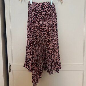 Topshop Pink & Black Animal Print Handkerchief Hem Skirt – Size 4